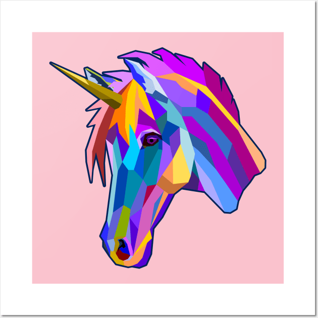 Unicorn geometrical style Wall Art by Gilisuci